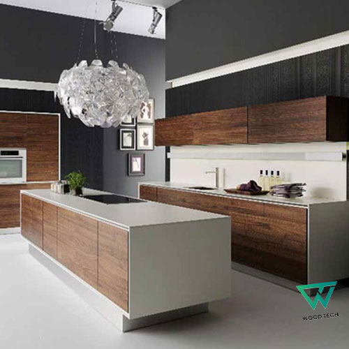 Sang trọng, hiện đại với tủ bếp gỗ óc chó 